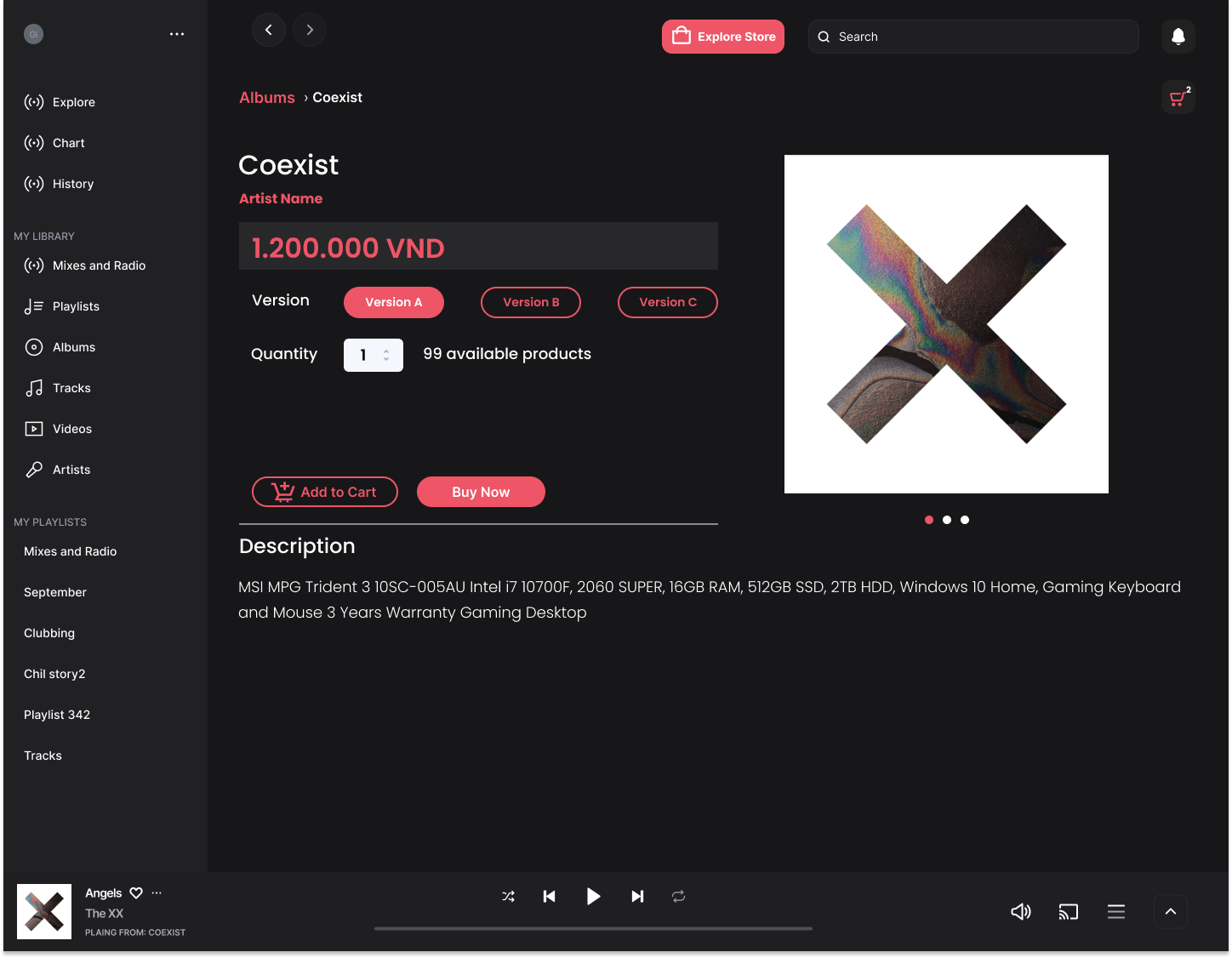 Album information and purchase page