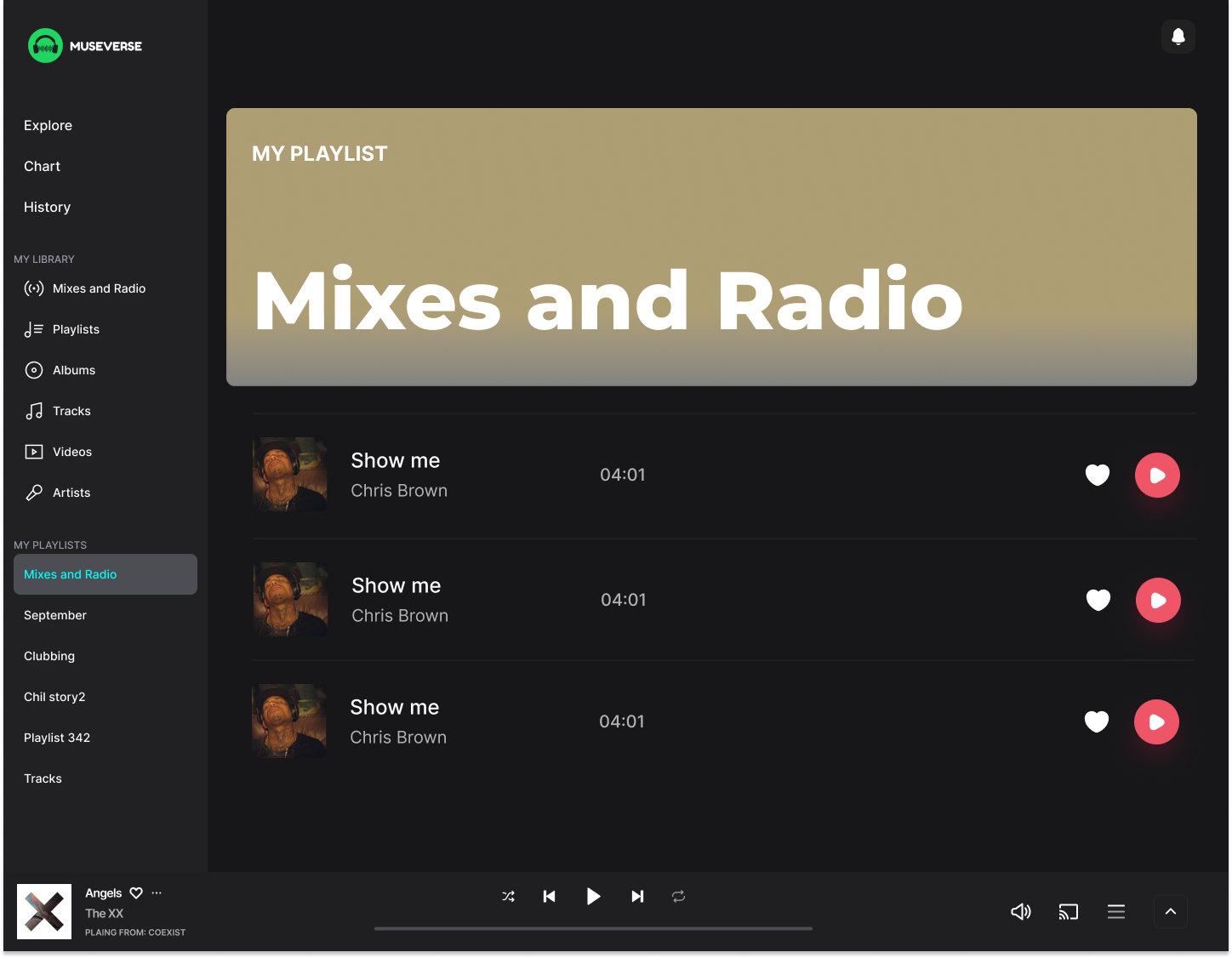 User playlist interface